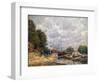 Barges at Billancourt, 1877-Alfred Sisley-Framed Giclee Print