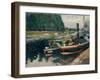 Barges at Pontoise, 1876-Camille Pissarro-Framed Giclee Print