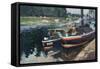 Barges at Pontoise-Camille Pissarro-Framed Stretched Canvas