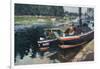 Barges at Pontoise-Camille Pissarro-Framed Art Print