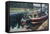 Barges at Pontoise-Camille Pissarro-Framed Stretched Canvas