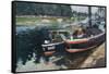 Barges at Pontoise-Camille Pissarro-Framed Stretched Canvas