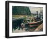 Barges at Pontoise-Camille Pissarro-Framed Art Print