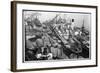 Barges Cranes and Tramp Steamers at the London Docks-null-Framed Art Print