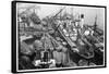 Barges Cranes and Tramp Steamers at the London Docks-null-Framed Stretched Canvas