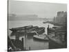 Barges Moored at Bankside Wharves Looking Downstream, London, 1913-null-Stretched Canvas