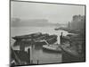 Barges Moored at Bankside Wharves Looking Downstream, London, 1913-null-Mounted Photographic Print