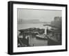 Barges Moored at Bankside Wharves Looking Downstream, London, 1913-null-Framed Premium Photographic Print