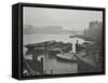 Barges Moored at Bankside Wharves Looking Downstream, London, 1913-null-Framed Stretched Canvas