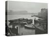 Barges Moored at Bankside Wharves Looking Downstream, London, 1913-null-Stretched Canvas