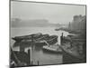 Barges Moored at Bankside Wharves Looking Downstream, London, 1913-null-Mounted Photographic Print