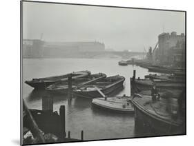 Barges Moored at Bankside Wharves Looking Downstream, London, 1913-null-Mounted Photographic Print