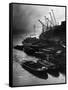 Barges Moored at Hays Wharf-null-Framed Stretched Canvas