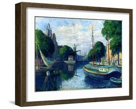 Barges on a Canal at Rotterdam, 1908-Maximilien Luce-Framed Giclee Print