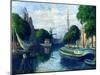 Barges on a Canal at Rotterdam, 1908-Maximilien Luce-Mounted Giclee Print