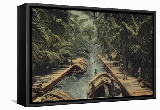 Barges on a Canal in Sri Lanka-null-Framed Stretched Canvas