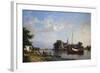 Barges on a Canal in Summer-Hermanus Koekkoek-Framed Giclee Print