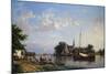 Barges on a Canal in Summer-Hermanus Koekkoek-Mounted Giclee Print