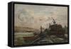 Barges on a River, C.1865 (Oil on Canvas)-Charles Francois Daubigny-Framed Stretched Canvas