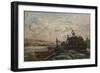 Barges on a River, C.1865 (Oil on Canvas)-Charles Francois Daubigny-Framed Giclee Print