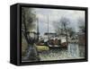 Barges on Canal Saint Martin, 1870-Alfred Sisley-Framed Stretched Canvas