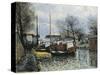 Barges on Canal Saint Martin, 1870-Alfred Sisley-Stretched Canvas