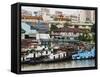 Barges on River Pasig with City Buildings Behind, Manila, Philippines, Southeast Asia-Kober Christian-Framed Stretched Canvas