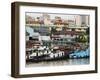 Barges on River Pasig with City Buildings Behind, Manila, Philippines, Southeast Asia-Kober Christian-Framed Photographic Print