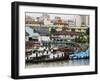 Barges on River Pasig with City Buildings Behind, Manila, Philippines, Southeast Asia-Kober Christian-Framed Photographic Print