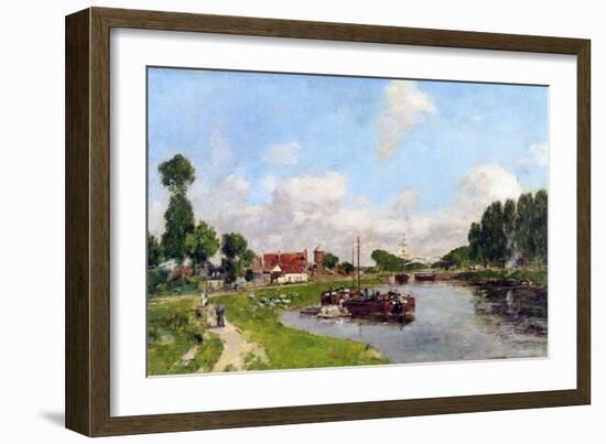 Barges on the Canal at Saint-Valery-Sur-Somme, 1891-Eugène Boudin-Framed Giclee Print