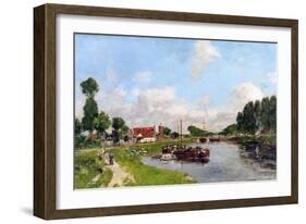 Barges on the Canal at Saint-Valery-Sur-Somme, 1891-Eugène Boudin-Framed Giclee Print