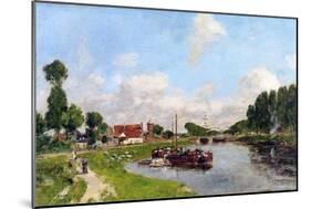 Barges on the Canal at Saint-Valery-Sur-Somme, 1891-Eugène Boudin-Mounted Giclee Print