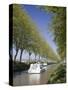 Barges on the Canal Du Midi, UNESCO World Heritage Site, in Spring, Languedoc-Roussillon, France, E-David Clapp-Stretched Canvas