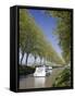 Barges on the Canal Du Midi, UNESCO World Heritage Site, in Spring, Languedoc-Roussillon, France, E-David Clapp-Framed Stretched Canvas