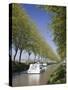 Barges on the Canal Du Midi, UNESCO World Heritage Site, in Spring, Languedoc-Roussillon, France, E-David Clapp-Stretched Canvas