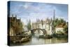 Barges on the Canal in Bruges-Pierre Justin Ouvrie-Stretched Canvas