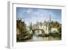 Barges on the Canal in Bruges-Pierre Justin Ouvrie-Framed Giclee Print