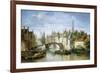 Barges on the Canal in Bruges-Pierre Justin Ouvrie-Framed Giclee Print