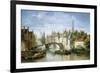 Barges on the Canal in Bruges-Pierre Justin Ouvrie-Framed Giclee Print