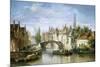 Barges on the Canal in Bruges-Pierre Justin Ouvrie-Mounted Giclee Print