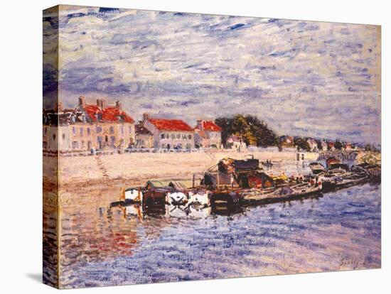 Barges on the Loing at Saint-Mammès, 1885-Alfred Sisley-Stretched Canvas