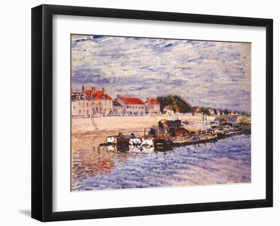 Barges on the Loing at Saint-Mammès, 1885-Alfred Sisley-Framed Giclee Print