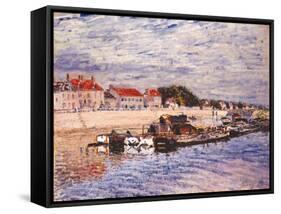Barges on the Loing at Saint-Mammès, 1885-Alfred Sisley-Framed Stretched Canvas