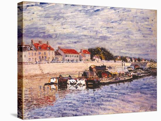 Barges on the Loing at Saint-Mammès, 1885-Alfred Sisley-Stretched Canvas