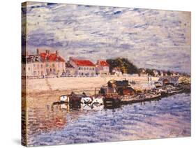 Barges on the Loing at Saint-Mammès, 1885-Alfred Sisley-Stretched Canvas