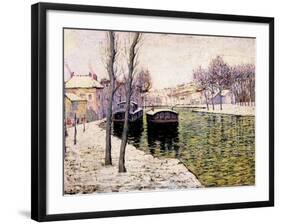 Barges on the Seine, 1894-Ernest Lawson-Framed Premium Giclee Print