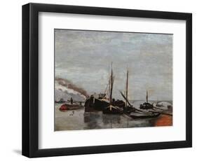 Barges on the Seine at Bercy-Jean-Baptiste-Armand Guillaumin-Framed Giclee Print