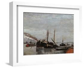 Barges on the Seine at Bercy-Jean-Baptiste-Armand Guillaumin-Framed Giclee Print