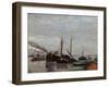 Barges on the Seine at Bercy-Jean-Baptiste-Armand Guillaumin-Framed Giclee Print