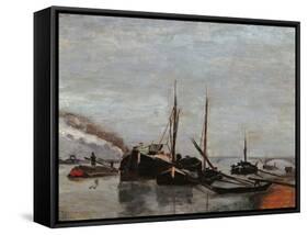 Barges on the Seine at Bercy-Jean-Baptiste-Armand Guillaumin-Framed Stretched Canvas